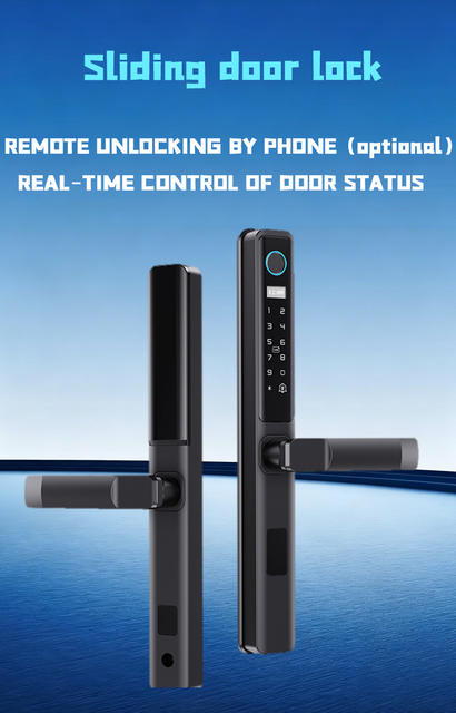 Broken Bridge Aluminum Smart Fingerprint Lock Glass Door Password Lock Outdoor Waterproof Narrow Edge Patio Door Sliding Aluminum Alloy Door Lock detail 3