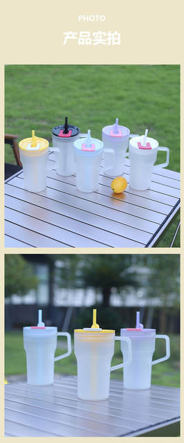 Creative High-Looking Double Drinking Straw Cup, Simple 22oz Single-Layer Plastic Car Cup, Girls' Office Daily Water Cup detail 11