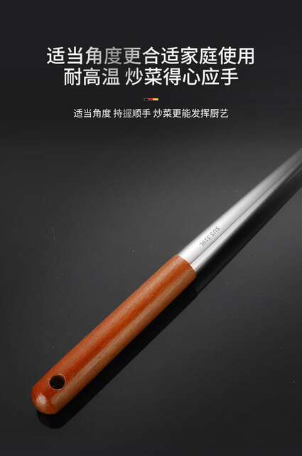 Antibacterial 316 Stainless Steel Frying Spoon Chef's Special Cooking Spoon Household Wooden Handle Spatula Set 304 Soup Spoon Pot Spoon detail 9