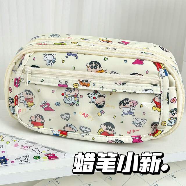 Cartoon Crayon Small New Pain Bag Pencil Bag Simple Student Cute Multi-layer Large Capacity Pencil Case Stationery Storage Bag detail 3