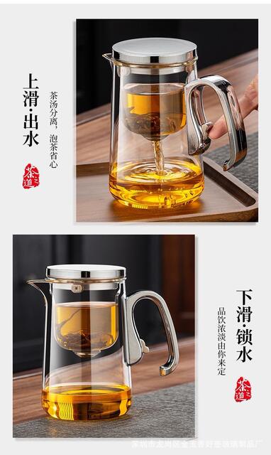 Heat-Resistant Magnetic Suction Tea Infuser Set with All-Glass Inner Liner, Tea-Water Separation Teapot, One-Touch Filter Tea Maker, Tea Cup detail 8