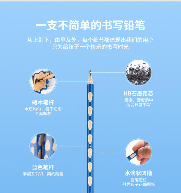 Deli Pencil for Correcting Grip, High-Quality Graphite, Break-Resistant Lead, Eu Standard, Elementary School Students' Back-To-School Stationery, Hole-Punched Pencil detail 8