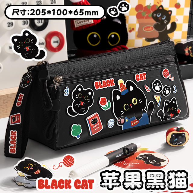 Triangular Large-Capacity Portable Pencil Bag, Cartoon National Trend Panda Cute Stationery Bag, Large-Capacity Pencil Case for Primary and Secondary School Students