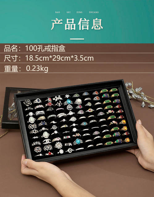 Manufacturer's Spot Wholesale 100-Hole Ring Box Jewelry Display Box Dust-Proof Transparent Storage Box with Lid detail 2