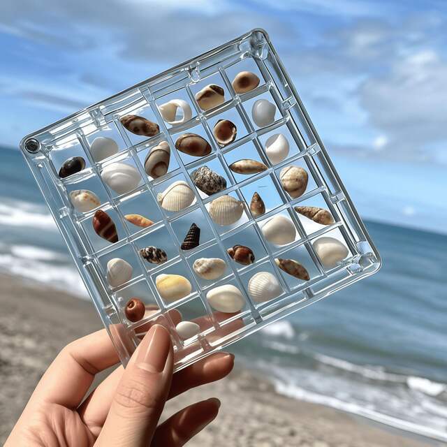 New Cross-Border 33-Compartment Acrylic Shell Storage Box with Magnetic Closure for Seaside Stones, High-Transparency Mini Jewelry Display detail 5