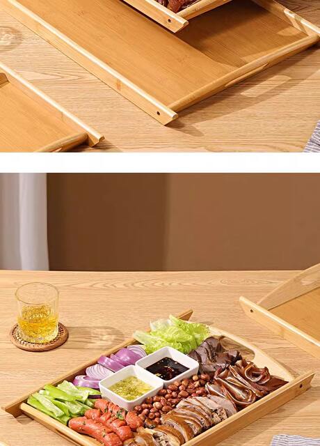 Hotel dish marinated dish barbecue dish wholesale wine dish bamboo wooden tray binaural handle tea tray water cup tray detail 4