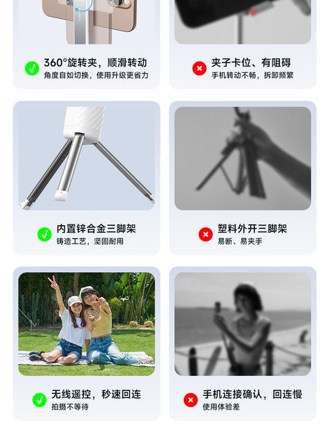 2025 New Selfie Stick Travel Portable Mini Travel Artifact 360-Degree Rotating Handheld Floor-Standing Tripod detail 2