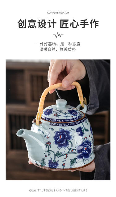 Teapot Kung Fu Tea Set Large Capacity Ceramic with Filter Coil Teapot Household Retro Convenient Teapot detail 2