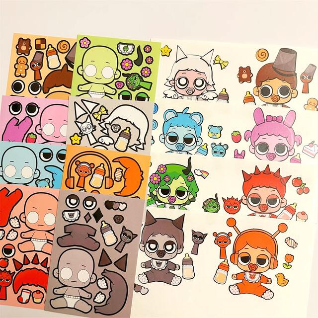 Rhythm Box Sprunki Character Dress up Stickers Girls Boys Children's Educational Face Changing Concentration Sticker Book detail 12