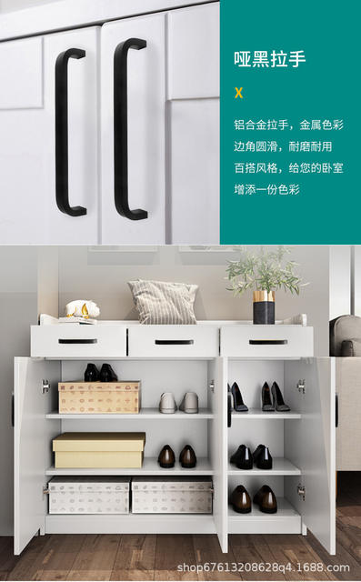 Thickened Solid Anti-Rust Space Aluminum U-Shaped Handle Matte Black Cabinet Wardrobe Drawer Door Handle Hardware Accessories detail 11