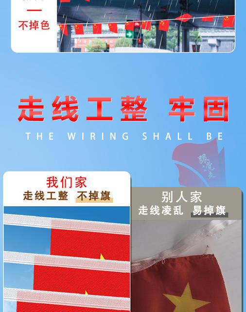 No. 7 No. 8 National Flag String Chinese Small National Flag String Flag Hanging Flag National Day Shopping Mall Decoration Five-Star Red Flag Party Flag Wholesale detail 7