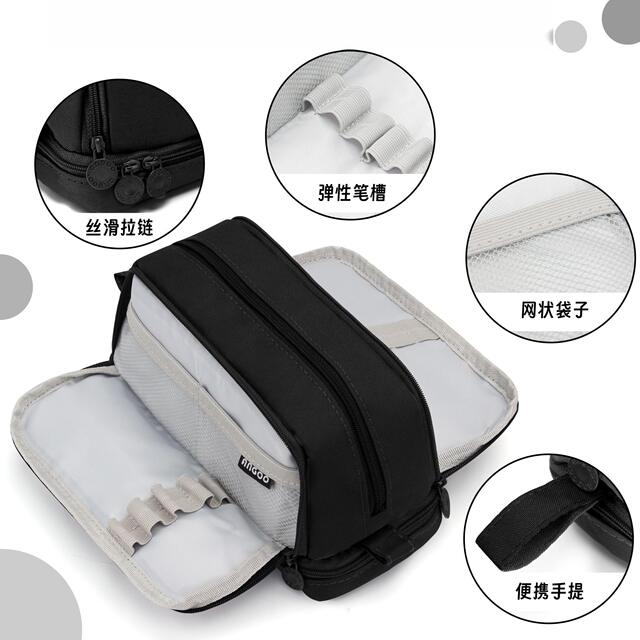 Four-Layer Double-Opening Windowed Cross-Border Pencil Case, Simple Large-Capacity Pencil Box, Multi-Functional Storage Student Solid Color Zipper Stationery Box detail 3