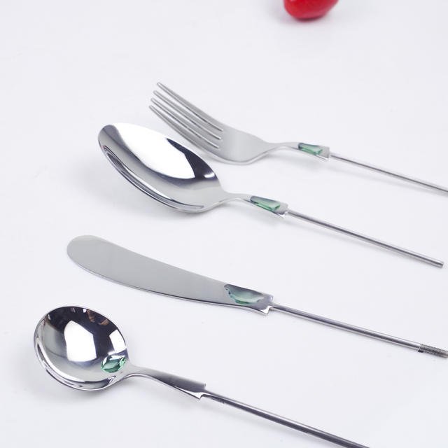 Cross-Border Hot-Selling DIY Beaded Tableware Food-Grade 304 Stainless Steel Spoon Household Fruit Snack Fork Dessert Spoon detail 5