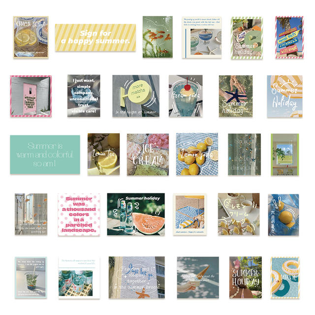 30 Summer Fresh Stickers Decorative Handbook Diary Laptop Phone Case Guitar Water Cup Scrapbook detail 3