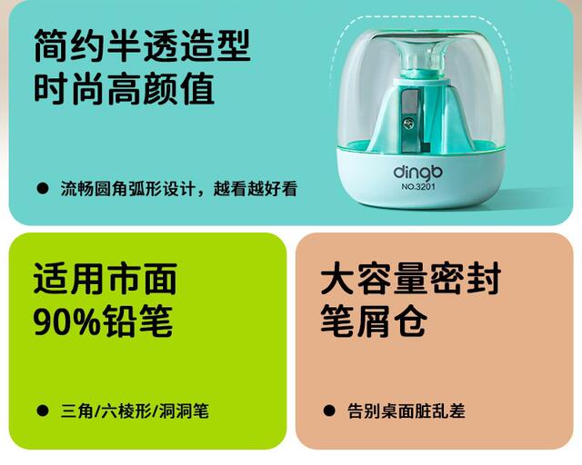 Mini Soundproof Pencil Sharpener Student Reward Gift Large Capacity Transparent Compartment Manual Pencil Sharpener detail 2