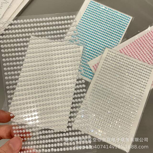 Rhinestone Chain Stickers DIY Support Decorations Pearl Chain Stickers Name Tag Border Colorful Rhinestone Fan Stickers Pearl Stickers detail 3