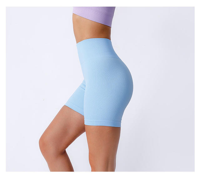European and American Seamless Threaded Yoga Shorts, Three-Quarter Yoga Pants, Quick-Dry, Seamless, High-Waisted Sports Cycling Shorts for Women detail 11
