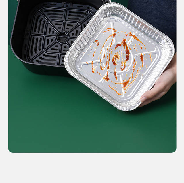 Air Fryer-Specific Tin Foil Tray, Square Tin Foil Oven Tray, Household Disposable Aluminum Foil Box, Electric Baking Tray, Tin Foil Bowl detail 6