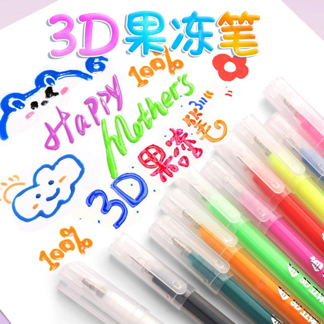 Jelly pen 3d three-dimensional hand account pen students use net red color hand account special pen to mark strokes key highlighter detail 3