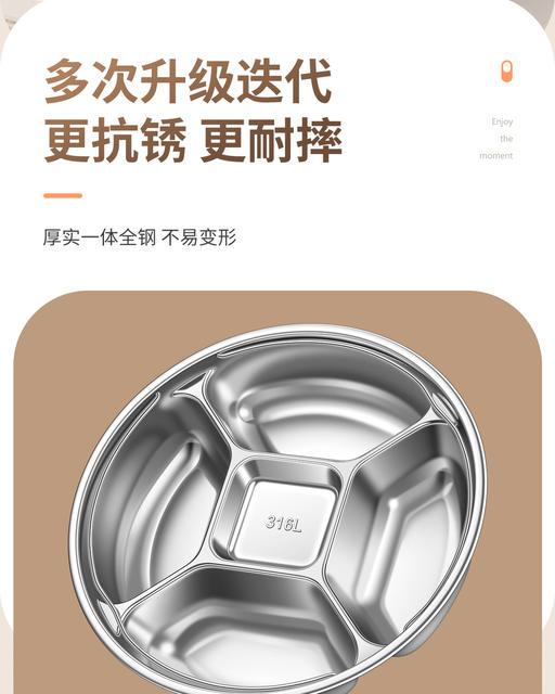 316L Stainless Steel Divided Steaming Tray with Handle, Portion Control Plate, Round Plate, Steamer Basket, One Pot Steaming Grid detail 5