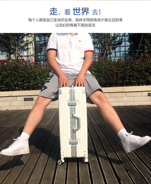 2026 Retro Aluminum Frame Suitcase with Universal Wheels, Travel Case with Combination Lock, Set of 20/24/ 28inch Inch detail 5