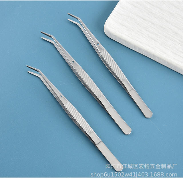 In-Stock Dental Tweezers Dentist Oral Auxiliary Tools Positioning Clip Set for Removing Dental Calculus Thickened Double Curved Tweezers detail 12