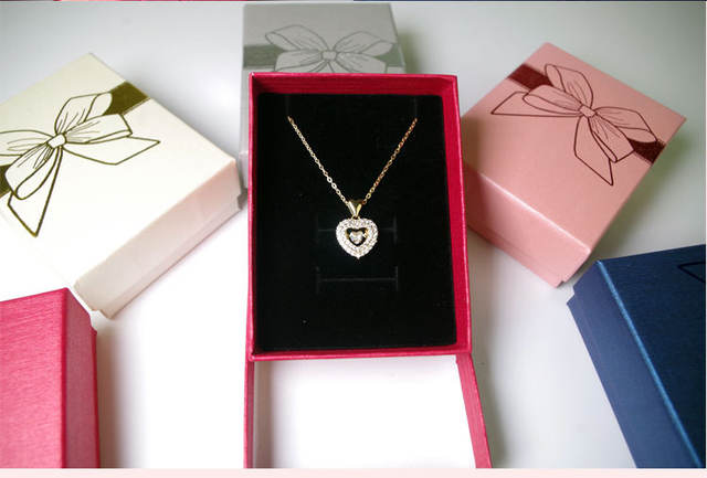 Wholesale paper jewelry packaging box heaven and earth cover gilded silver jewelry color printing bracelet box pendant 7*9 small set box detail 12
