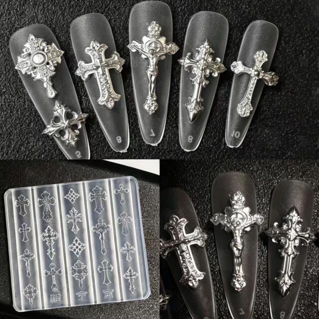 Dark Style Nail Art Alloy Accessories Series Cross Star Nail Decorations Vintage Accessories DIY Nail Mold detail 3