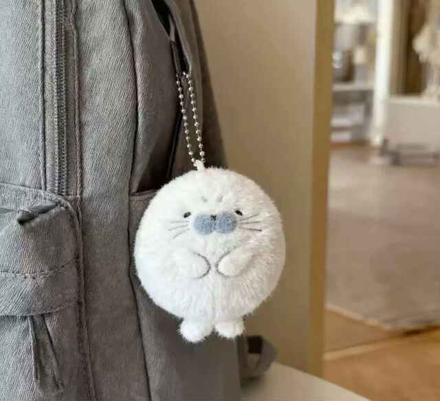 Super Cute and Adorable Seal No. 4 Gray Plush Pendant, Same Style as on Xiaohongshu, Cartoon Plush Pendant Decoration detail 2