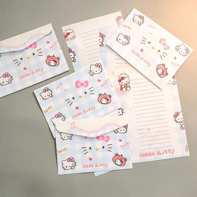 High-Quality Cat-Themed Stationery and Envelope Set, Blue Girly Style, Handwritten Confession and Blessing Letter Paper, Creative Gift for the Start of School detail 2