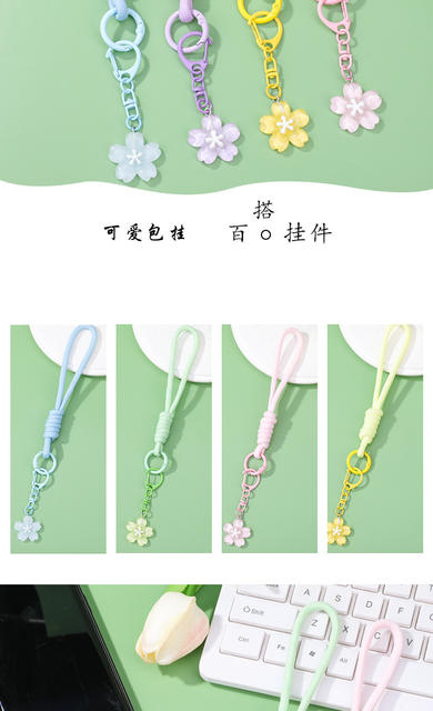 Sakura Bead Keychain Phone Lanyard Bead Pendant Car Decoration Bag Charm Doll Pendant Wholesale detail 4