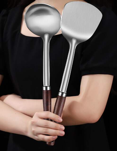 Thickened stainless steel spatula stir-fry iron spatula household kitchen anti-scald stir-fry stir-fry spoon Colander pan shovel kitchenware set detail 9