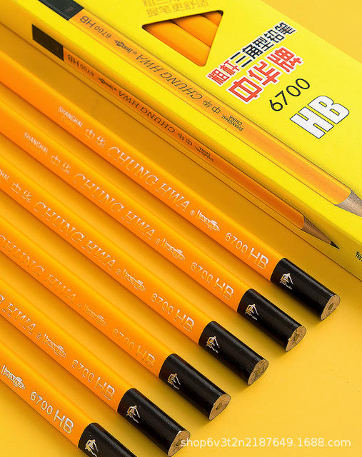Chinese Pencil 6700 Large Triangle Thickened Beginner Writing Kidsren's Correction Grip Hb Thick Rod Student Practice Calligraphy 2B detail 7