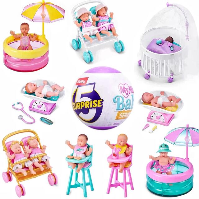 Zuru Baby Ball Second Generation Five Times Surprise Ball Miniature Simulation Playhouse Toy Stroller Baby Car Toy detail 1