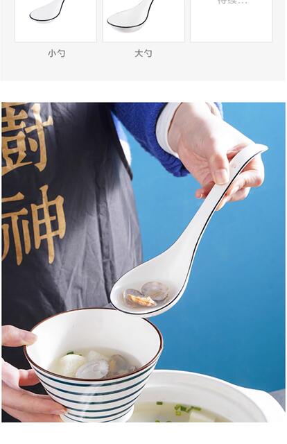 Ceramic Spoon for Home Use, Long-Handled Soup Spoon, Special Tableware for Serving Porridge, Kitchen Large Soup Spoon detail 3
