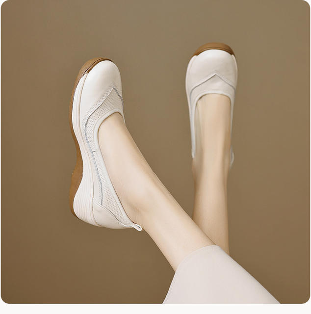 Retro Luxury Thick-Soled Lazy Loafers for Women, Genuine Soft Leather Round-Toe Slip-On Shoes, 2026 Autumn Casual High-Heeled Leather Shoes detail 12