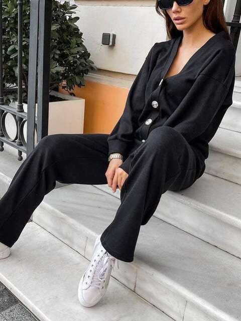 2024 autumn and winter new European and American cross-border Amazon independent station best selling casual sports suit cardigan top women's clothing detail 6