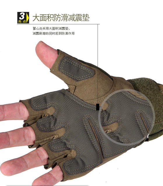 Half-Finger Tactical Gloves for Men, Training, Fighting, Cycling, Motorcycle, Outdoor Safety Protection, Shock-Absorbing Camouflage Gloves detail 4