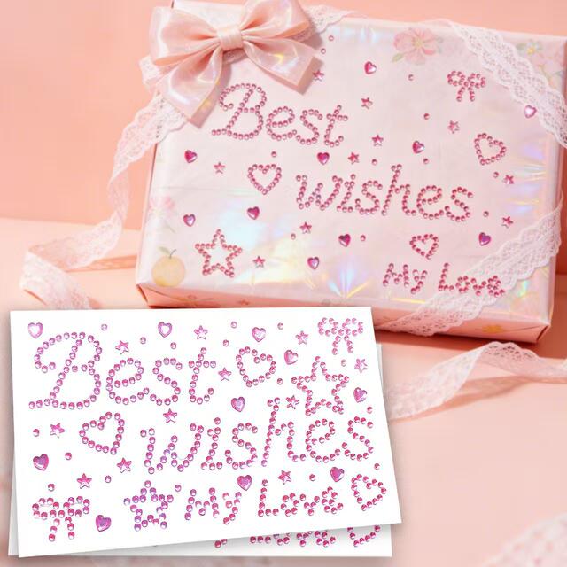 Happy Birthday Rhinestone Gift Stickers Silver Rhinestone Stickers Star Stickers Gift Packaging Stickers 3D Heart Stickers