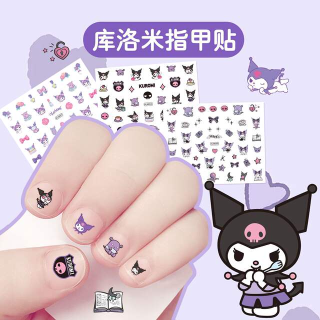 New Kuromi Nail Art Stickers Cute Stickers Cartoon Children's Nail Art Little Girl Melody Kt Animal Nail Stickers detail 7
