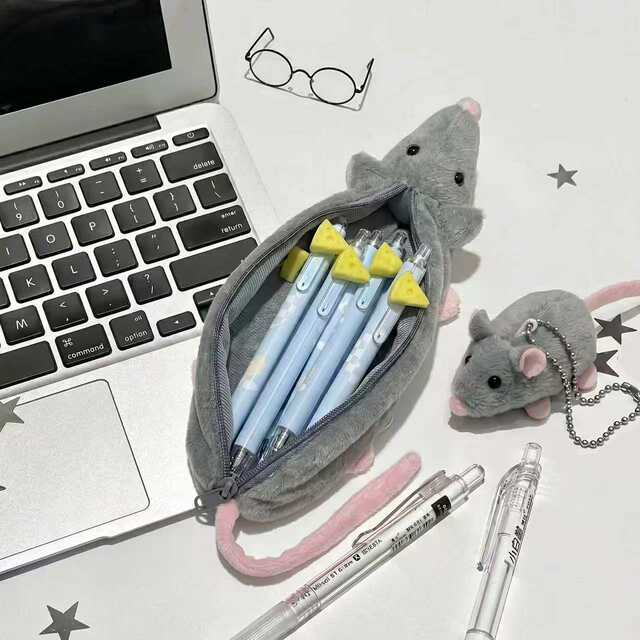 Popular Cute Squirrel Pencil Case, Mouse Pencil Case, Plush Toy, Student Stationery Storage Bag, Niche Item for Female Students detail 3