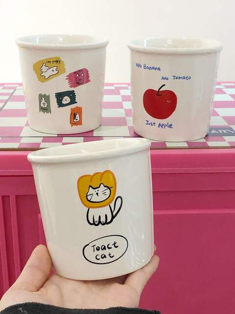 Hand-held ceramic mug imitation paper cup home office cartoon mug to map custom logo coffee cup detail 9