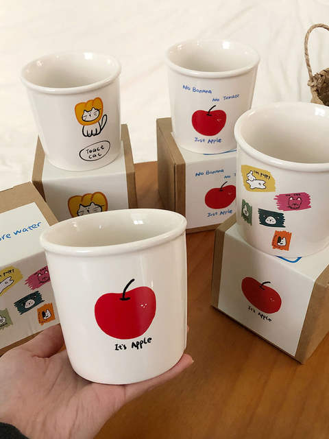 Hand-held ceramic mug imitation paper cup home office cartoon mug to map custom logo coffee cup detail 5