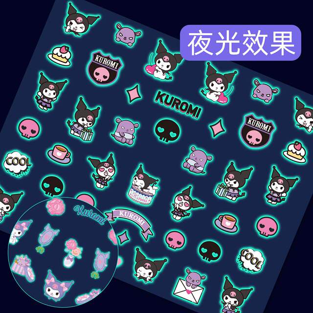 New Kuromi Nail Art Stickers Cute Stickers Cartoon Children's Nail Art Little Girl Melody Kt Animal Nail Stickers detail 9