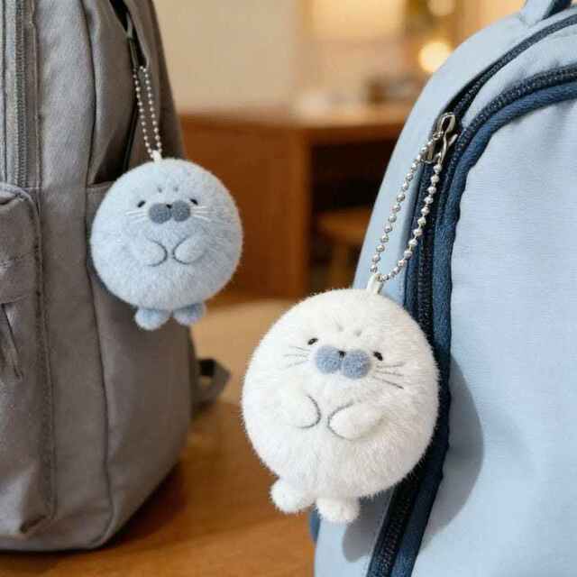 Super Cute and Adorable Seal No. 4 Gray Plush Pendant, Same Style as on Xiaohongshu, Cartoon Plush Pendant Decoration detail 1