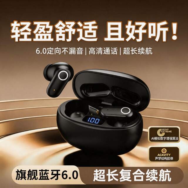 2026 New Cross-Border Model D12 Wireless Bluetooth Earphones with Ultra-Long Battery Life, Noise Reduction, High-Quality Sound, Direct from the Factory, Truly Wireless detail 1
