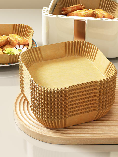 Special Paper for Air Fryer, Oil-Absorbing Pad Paper Bowl for Oven, High-Temperature Resistant Square Baking Silicone Paper, Suitable for 3 to 6L detail 1