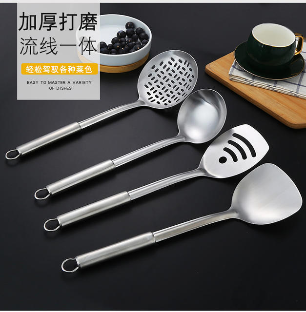 430 stainless steel spatula kitchenware set household stir-fry spatula spoon large colander thick spatula full set Wholesale detail 3
