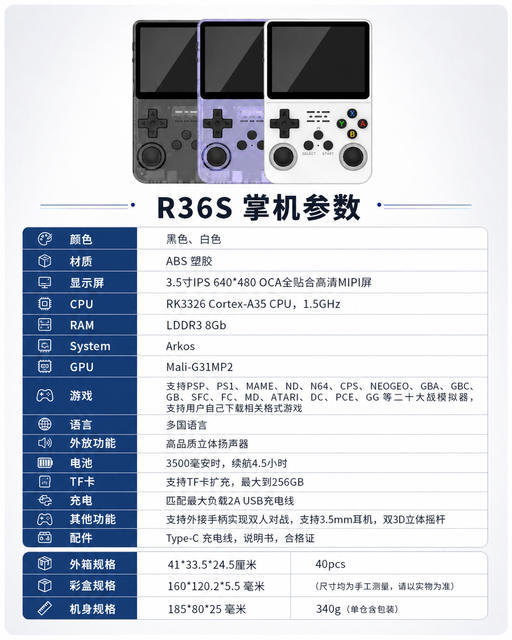 Cross-Border New Model R36S Open-Source Handheld Game Console Retro Psp Arcade Cross-Border Classic Fc Arcade Portable detail 2