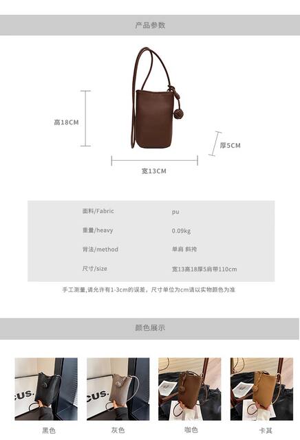 Versatile Literary and Artistic Small Fresh Small Ball Pendant Super Popular Crossbody Mobile Phone Bag Soft Leather Cute Mini Small Bag for Women detail 5